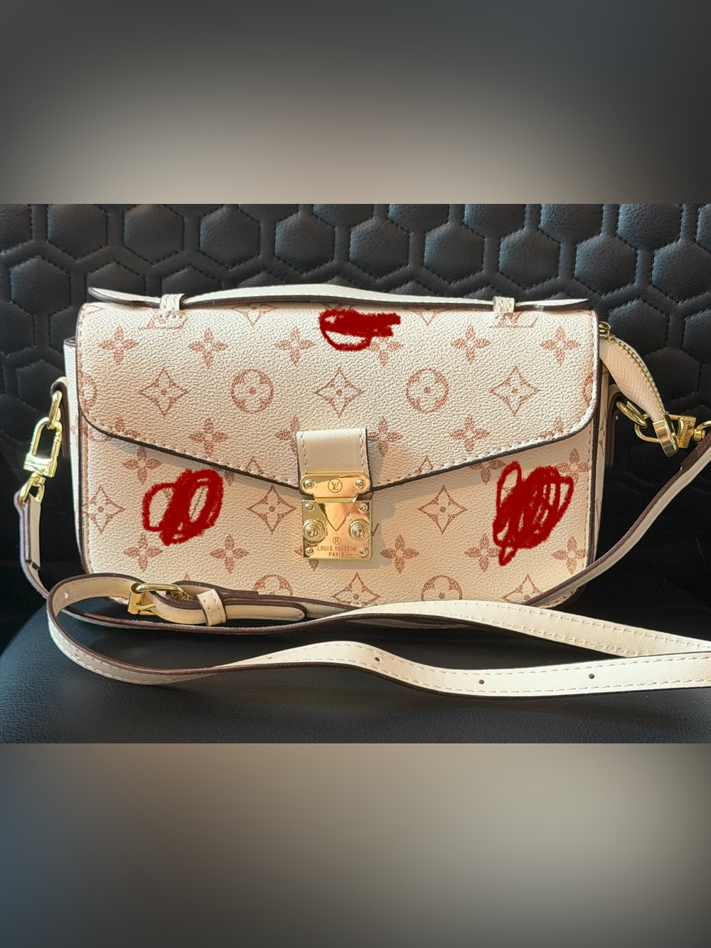 Blush Monogram Crossbody Bag with Gold Hardware